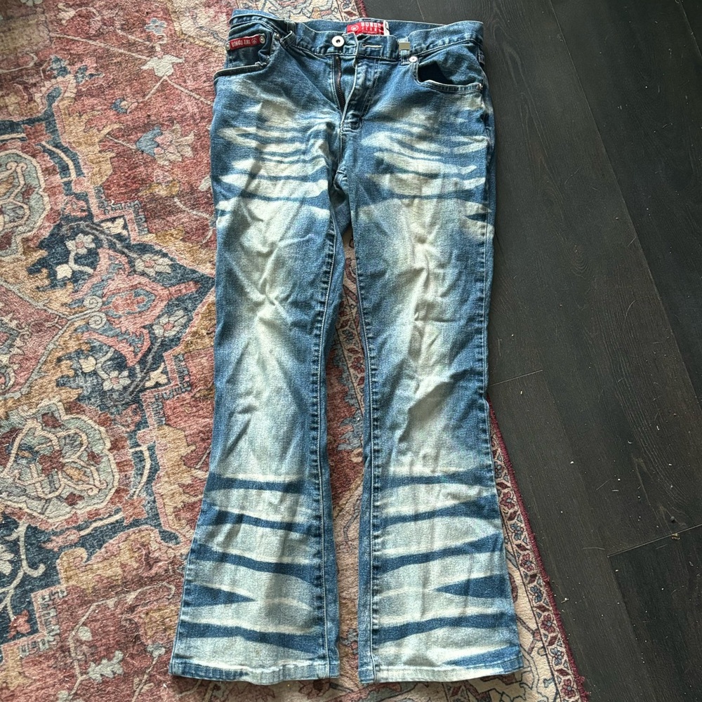 Acid wash flair leg jeans